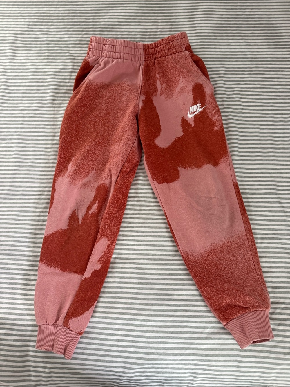 Nike Kids Pink and Red Tie-Dye Joggers